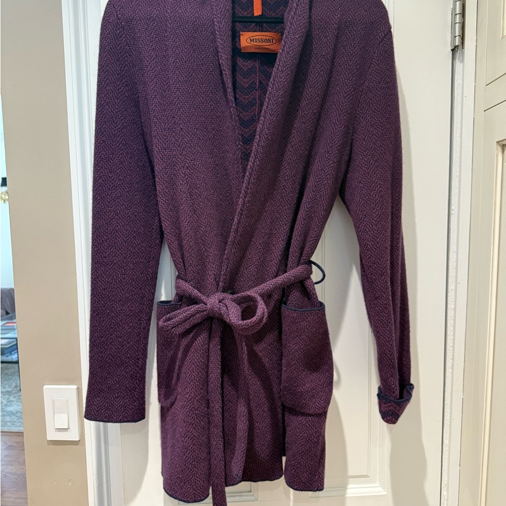 100% cashmere Missoni unisex purple 3/4 length cardigan
